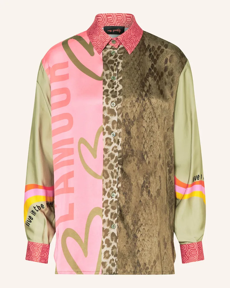 Miss Goodlife Hemdbluse aus Satin Hellgrün