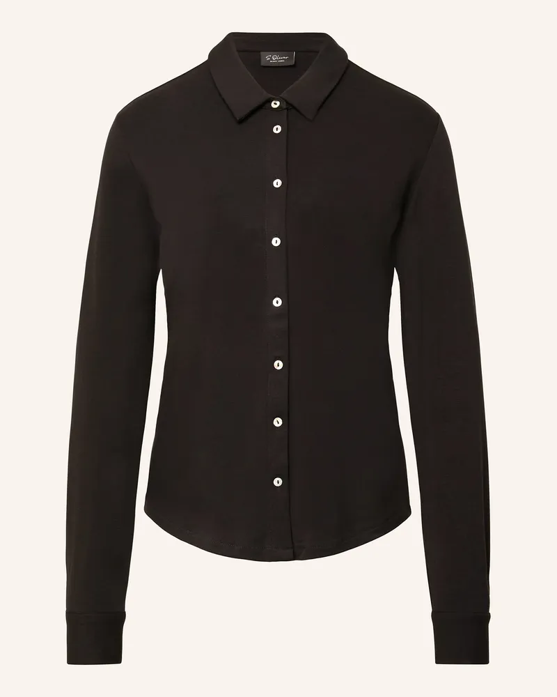 S.Oliver Hemdbluse aus Jersey Schwarz