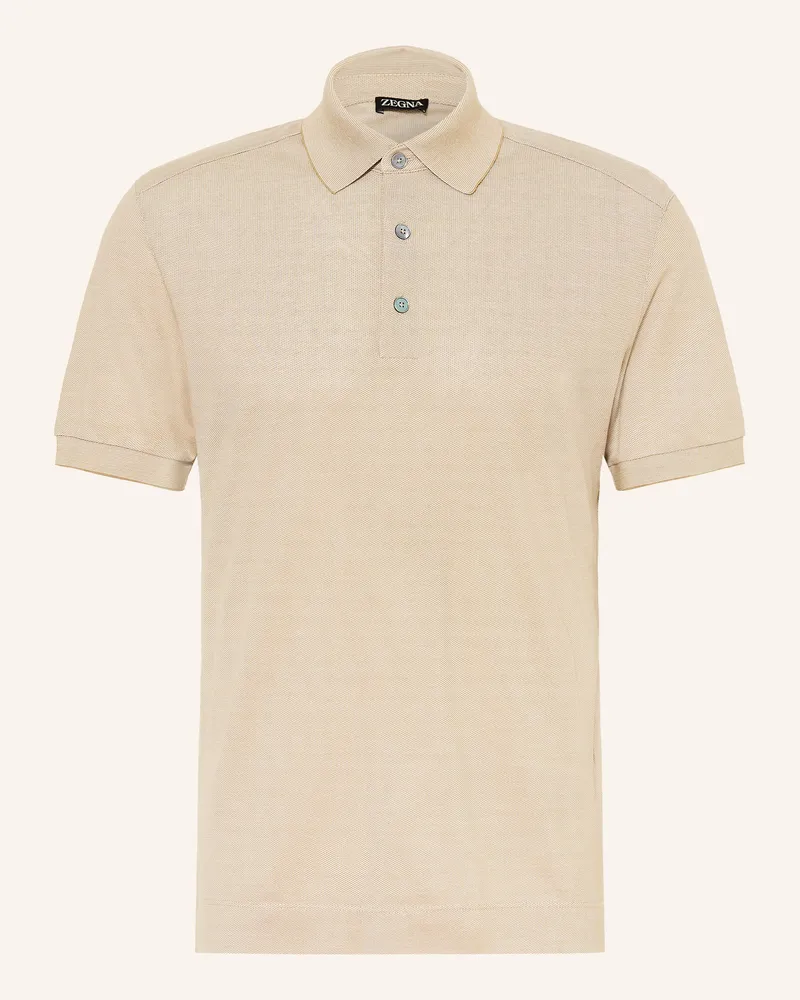 Ermenegildo Zegna Piqué-Poloshirt Mit Seide beige Beige