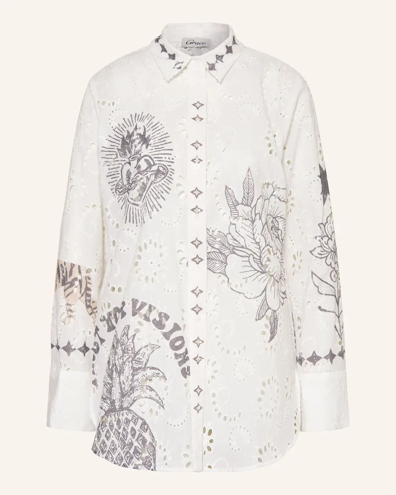 Grace Hemdbluse Mit Lochstickereien weiss Weiss