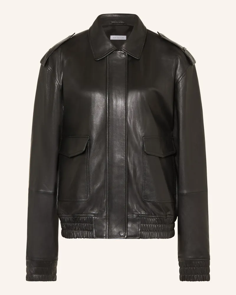 Mrs & HUGS Lederjacke schwarz Schwarz