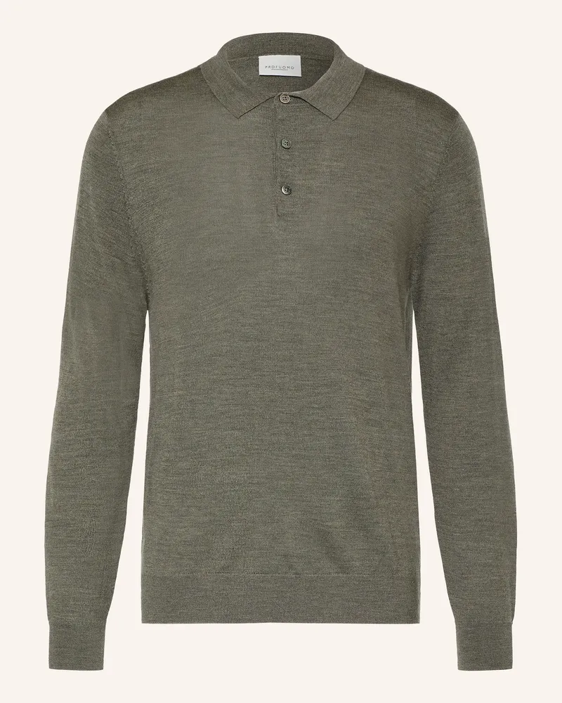 Profuomo Strick-Poloshirt Aus Merinowolle gruen Khaki
