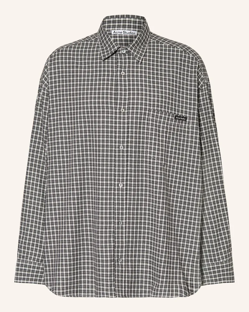 Acne Studios Flanellhemd Loose Fit Schwarz