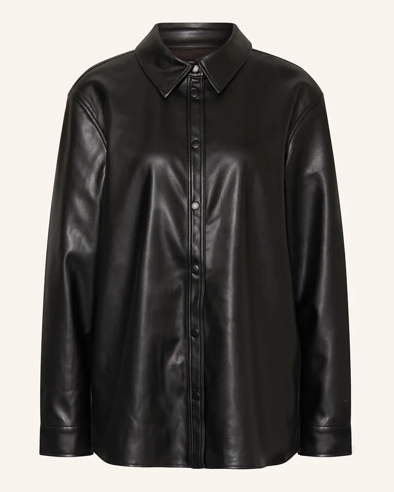 only Overshirt In Lederoptik schwarz Schwarz