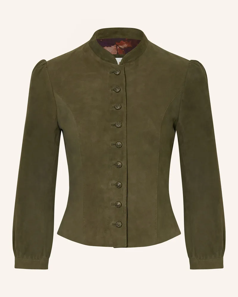 Meindl Trachten-Lederjacke Daria Mit 3/4-Arm gruen Khaki