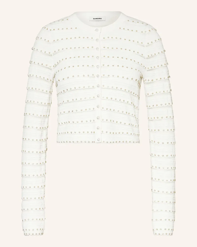 Sandro Strickjacke mit Nieten Ecru
