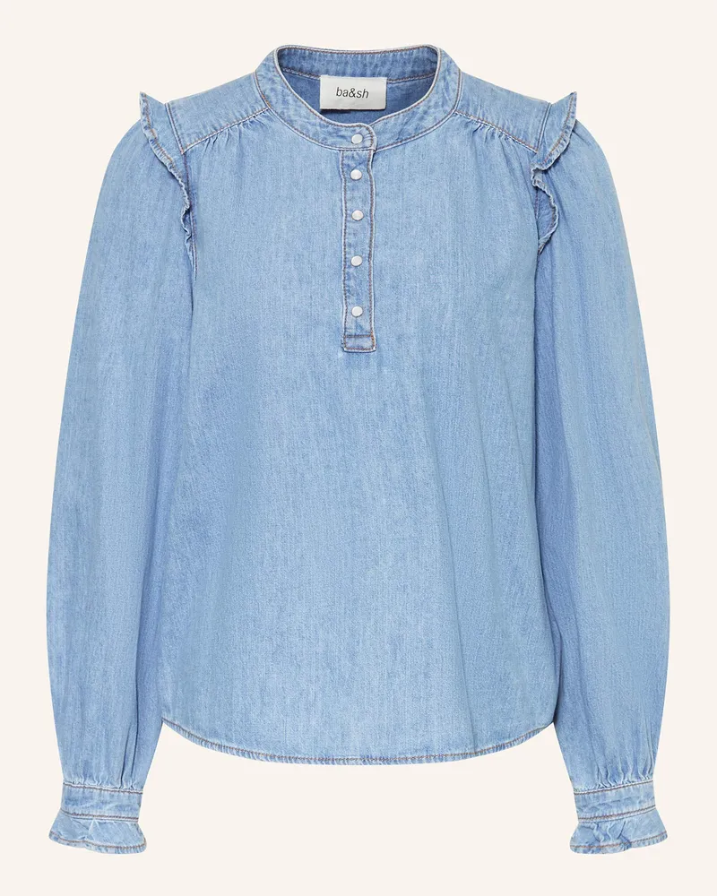 ba&sh Jeansbluse LIO mit Volants Hellblau