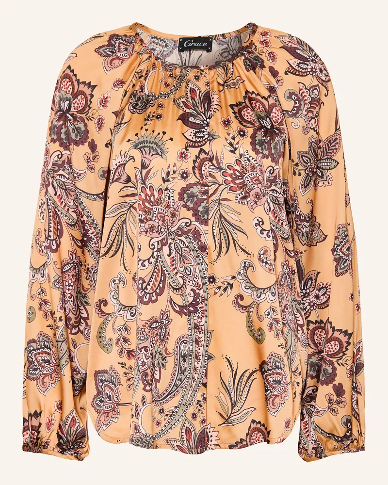 Grace Satinbluse Ellie braun Camel