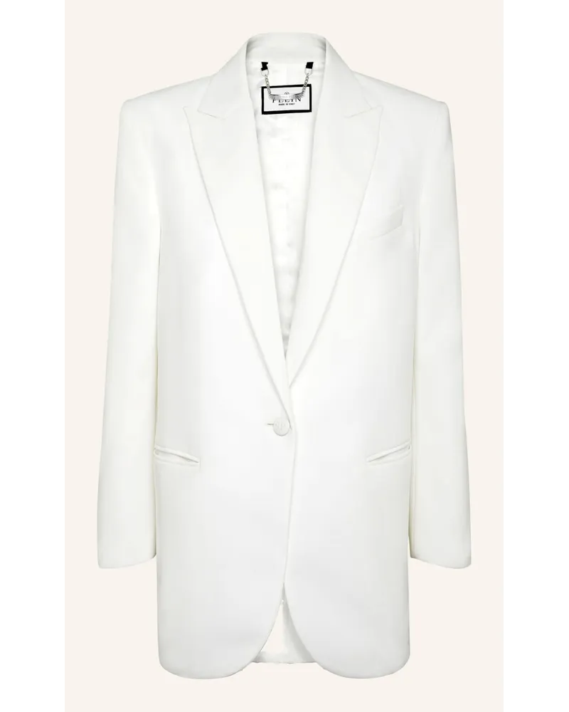 Philipp Plein Oversize Blazer mit Schulterpolster Weiss