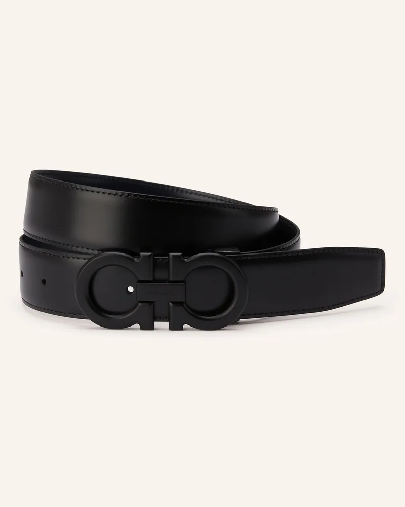 Ferragamo Ledergürtel zum Wenden Schwarz