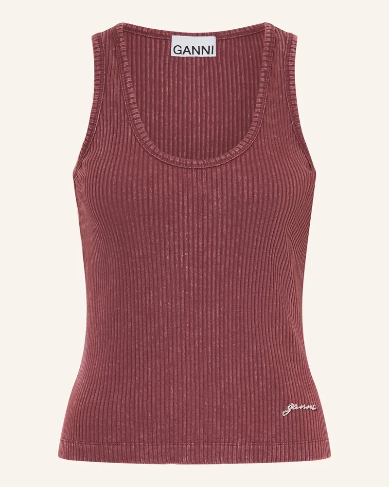 Ganni Top Mit Schmucksteinen rot Dunkelrot