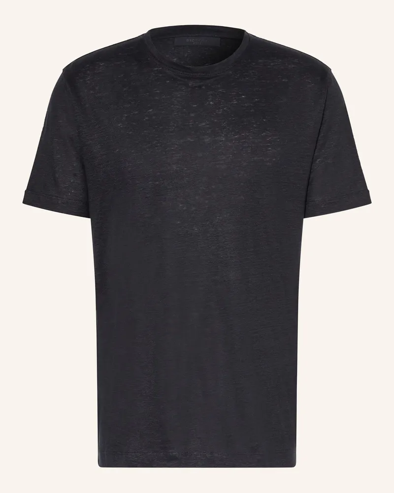 HUGO BOSS T-Shirt TAUT aus Leinen Dunkelblau