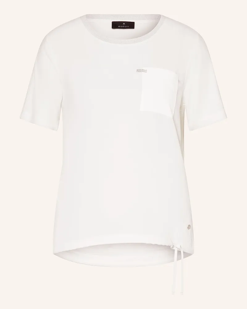 monari T-Shirt im Materialmix mit Schmucksteinen Weiss