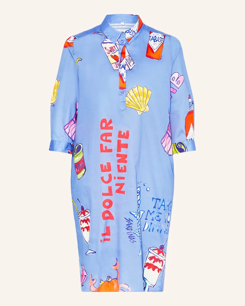 Milano Italy Hemdblusenkleid mit 3/4-Arm Blau