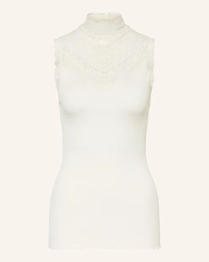 Rosemunde Seidentop Mit Spitze weiss Creme