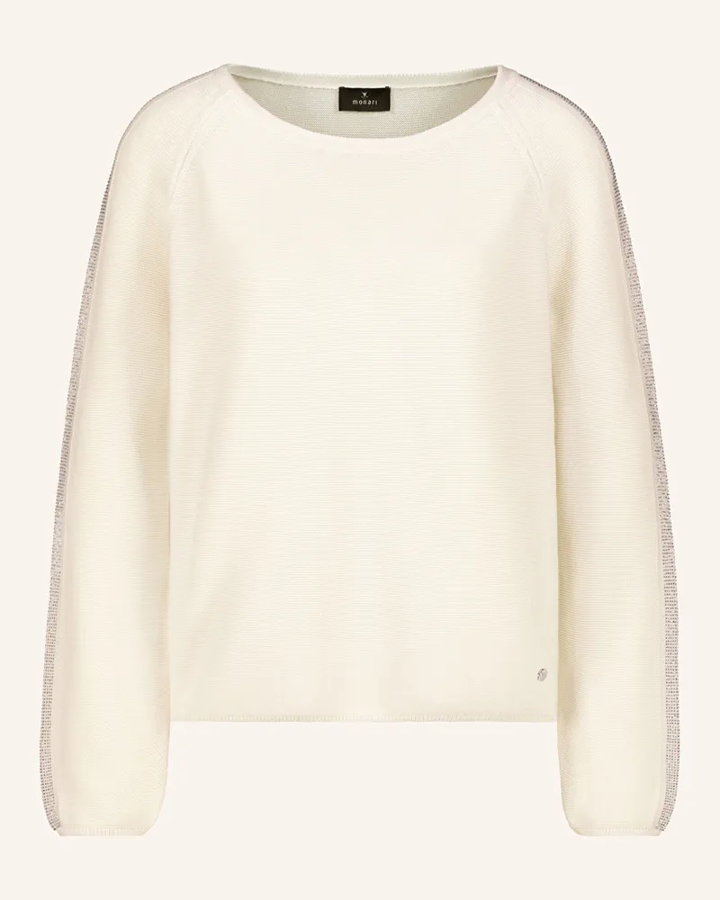 monari Pullover mit Schmucksteinen Ecru