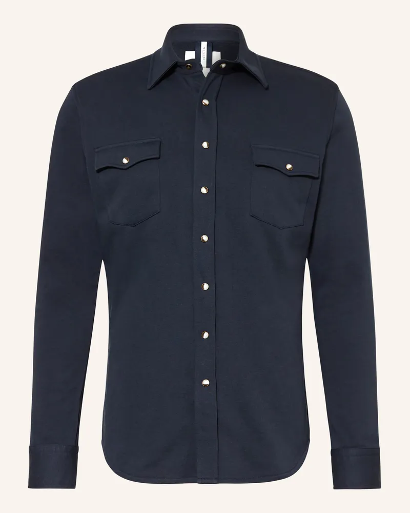 Profuomo Jersey-Overshirt blau Dunkelblau