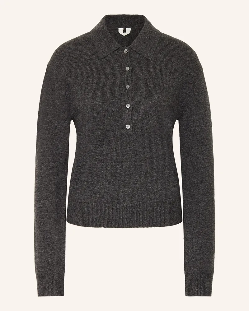 Arket Strick-Poloshirt Dunkelgrau