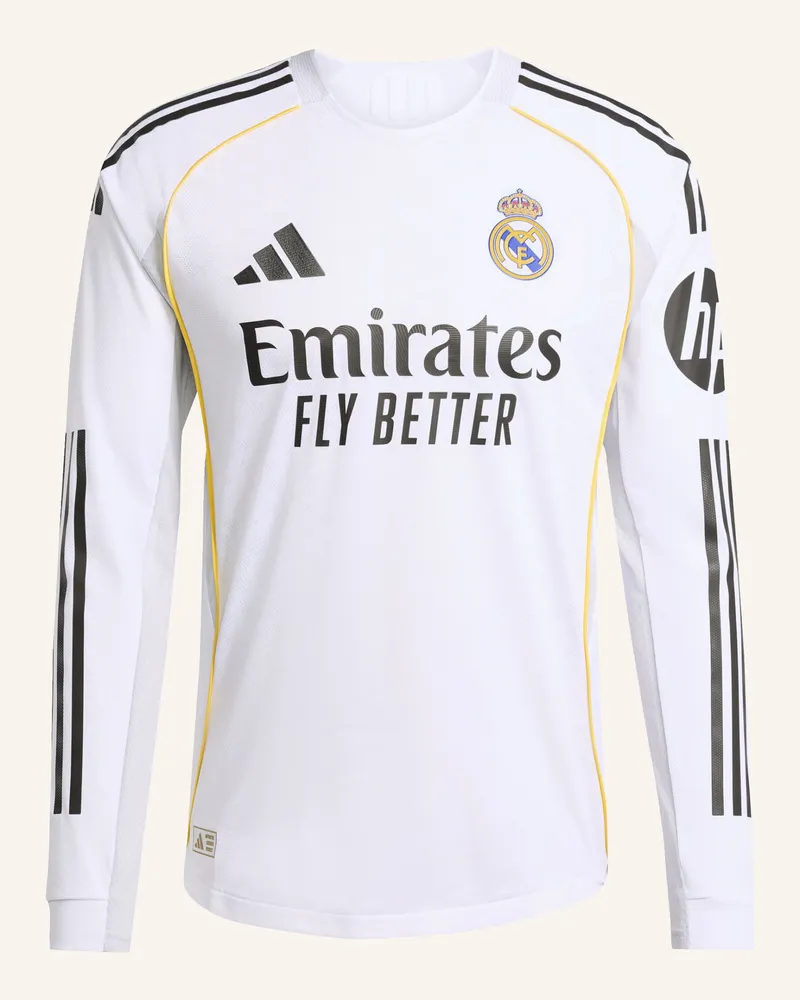 adidas REAL MADRID 25/26 LONG SLEEVE HEIMTRIKOT AUTHENTIC Weiss