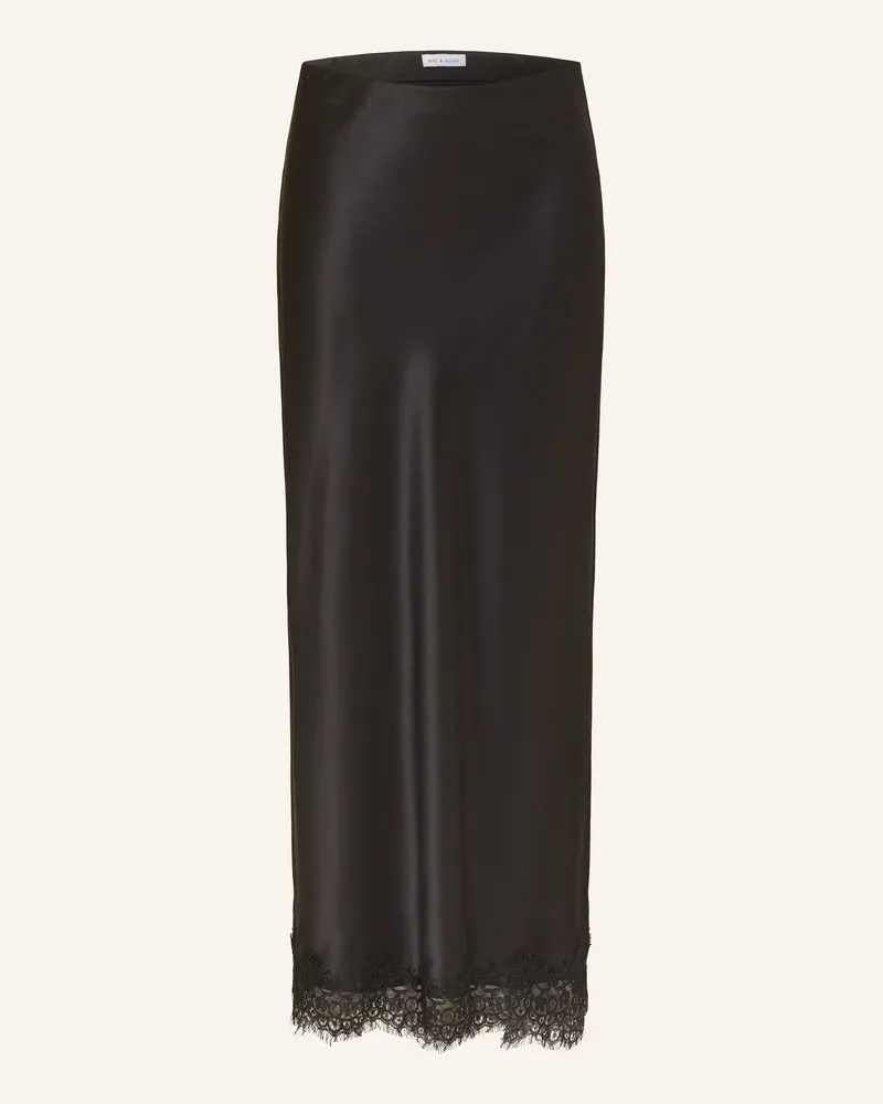 Mrs & HUGS Satinrock Mit Spitze schwarz Schwarz