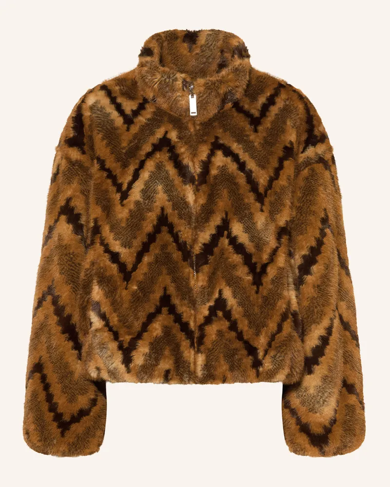 ba&sh Kunstfell-Jacke Serge braun Cognac