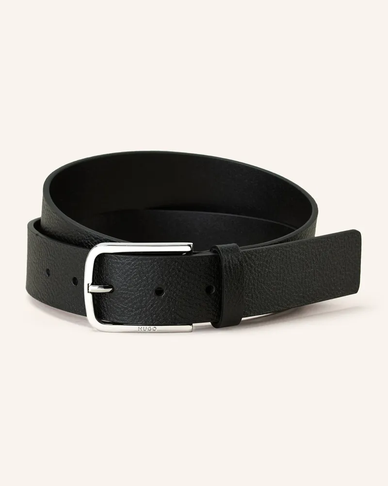 HUGO BOSS Ledergürtel Gurth schwarz Schwarz
