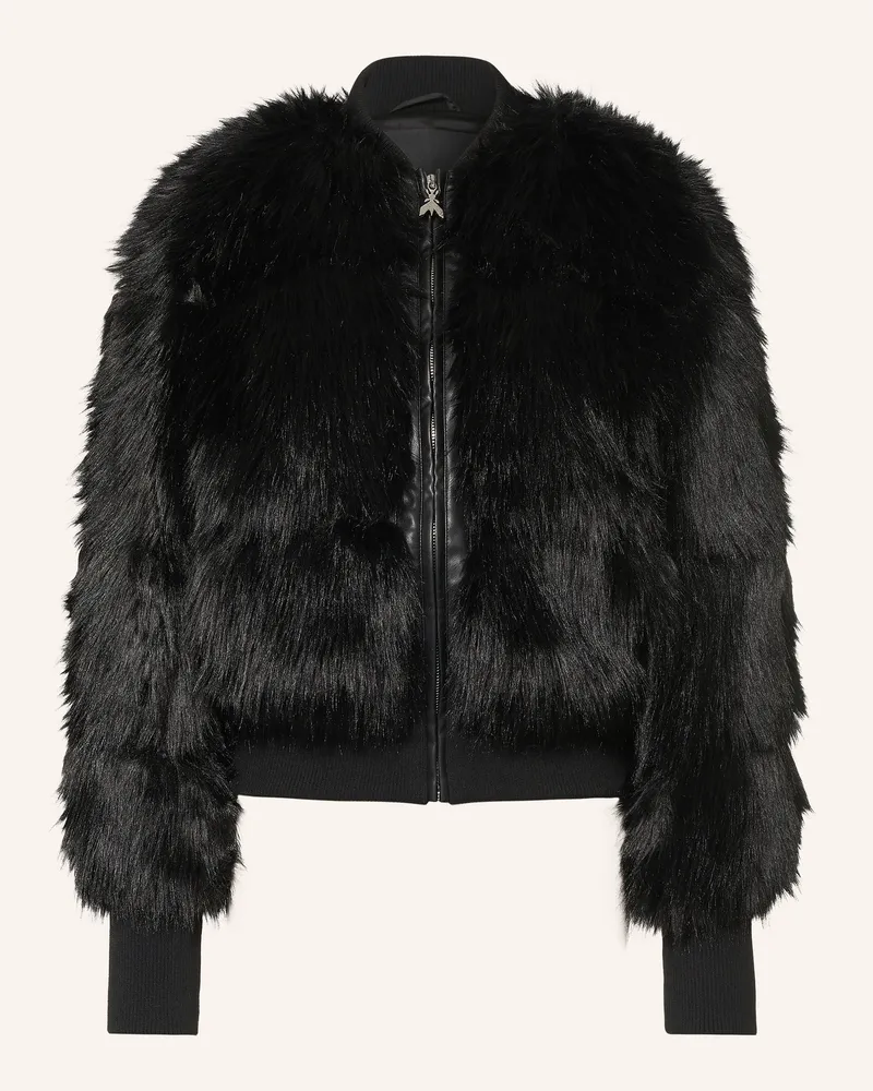 Patrizia Pepe Kunstfell-Jacke schwarz Schwarz