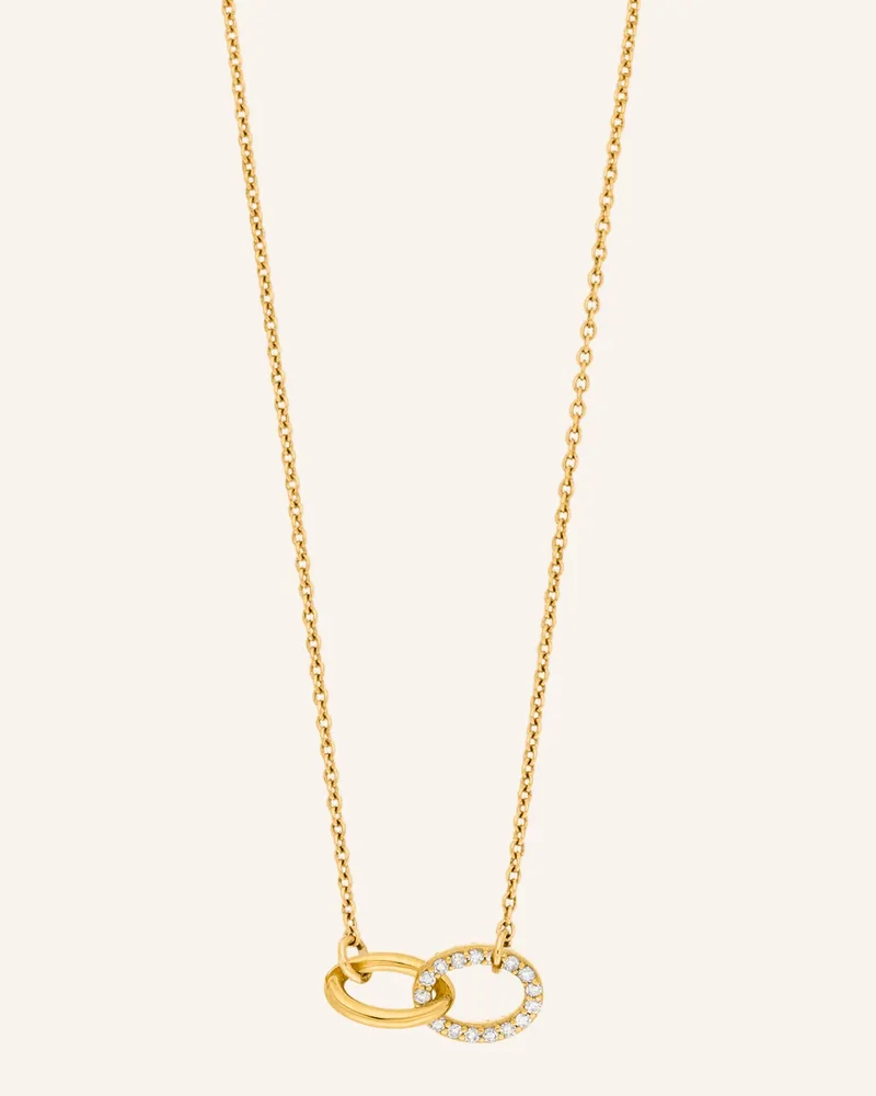 Leaf Halskette ETERNAL TOUCH aus 14 Karat Gelbgold mit Diamanten Gold