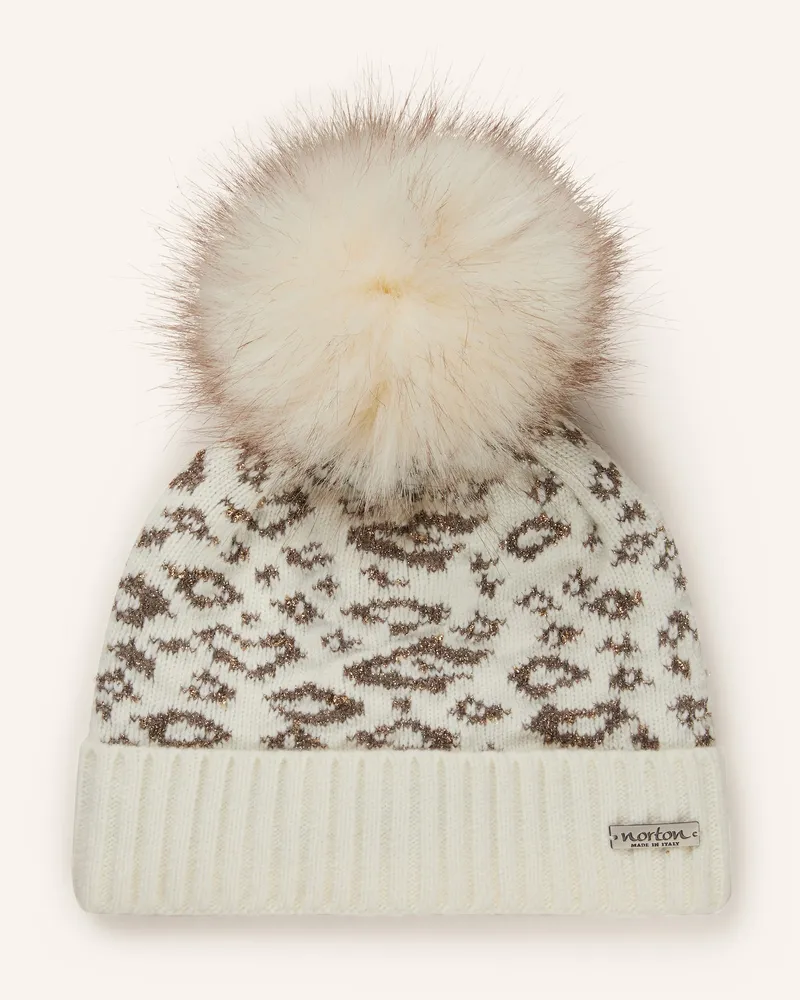 Norton Mütze mit Kunstpelzbommel und Glitzergarn Schwarz