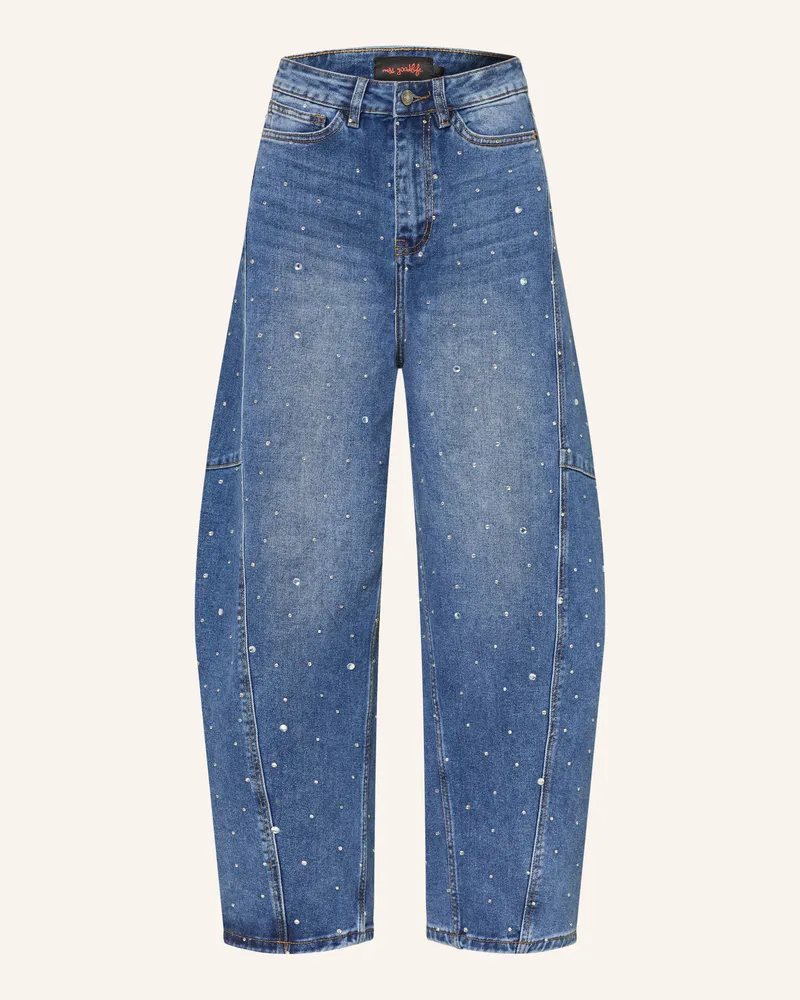 Miss Goodlife Barrel Jeans Mit Schmucksteinen blau 24