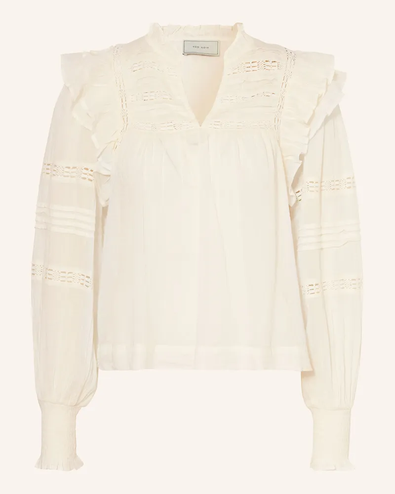 Neo Noir Blusenshirt Mauri Mit Lochspitze Und Rüschen gelb Ecru
