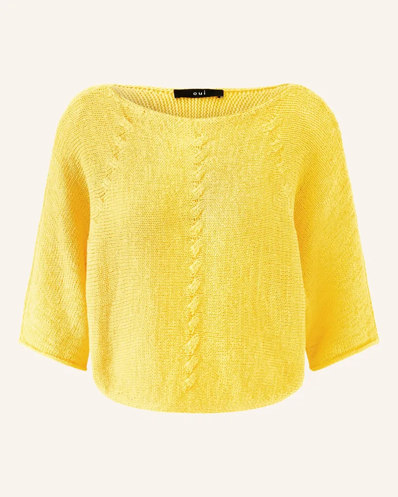 Oui  Strickshirt Mit 3/4-Arm gelb Gelb
