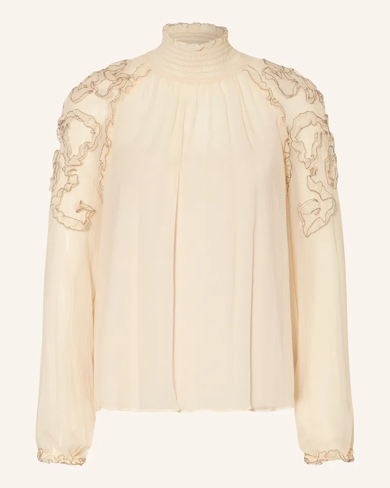 Ulla Johnson Blusenshirt MAGDALENA aus Seide mit Rüschen Creme