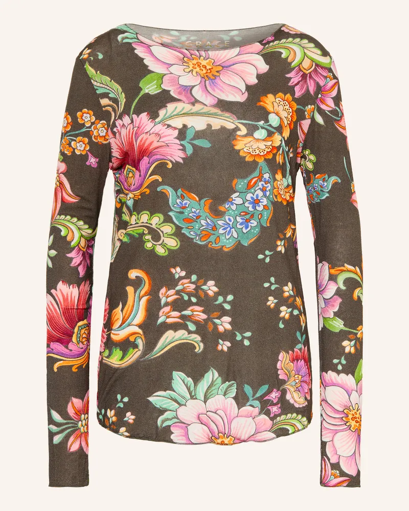 Grace Longsleeve Flowers braun Oliv