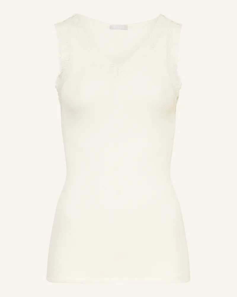 Hanro Top WOOLEN LACE aus Merino mit Spitze Ecru