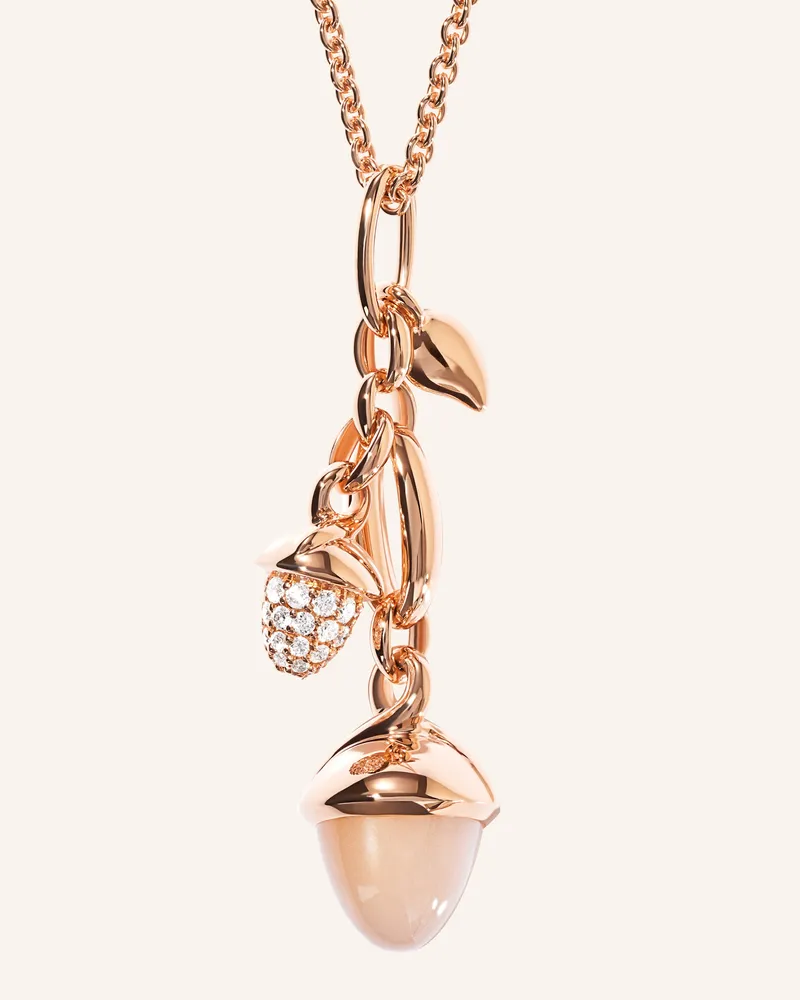 TAMARA COMOLLI Ohrringe OHRRINGE MIKADO DANGLING 2 ACORNS - 'CAMEL' WITH DIAMOND PAVÉ 18K Roségold Roségold