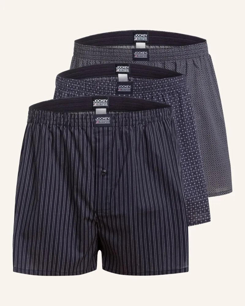 Jockey 3er-Pack Web-Boxershorts Dunkelblau