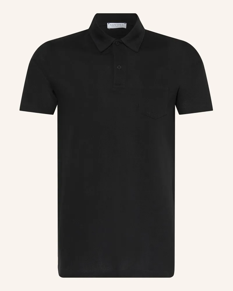 Sunspel Strick-Poloshirt Riviera schwarz Schwarz