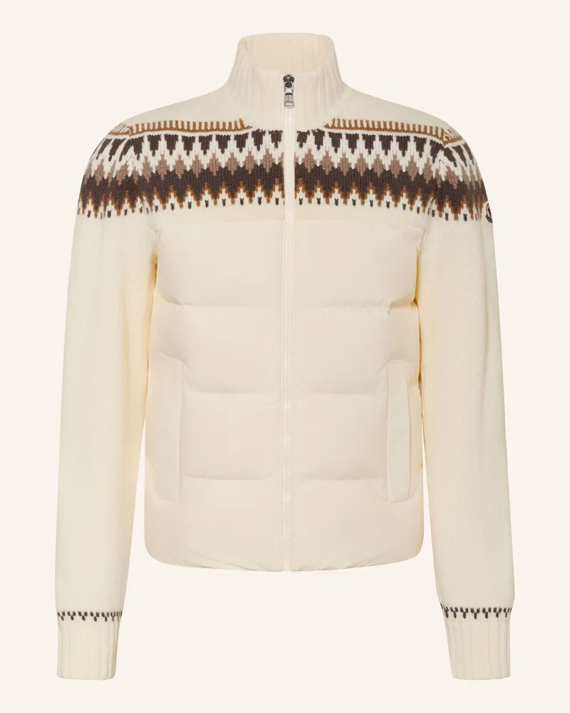 Moncler Steppjacke Im Materialmix weiss Creme