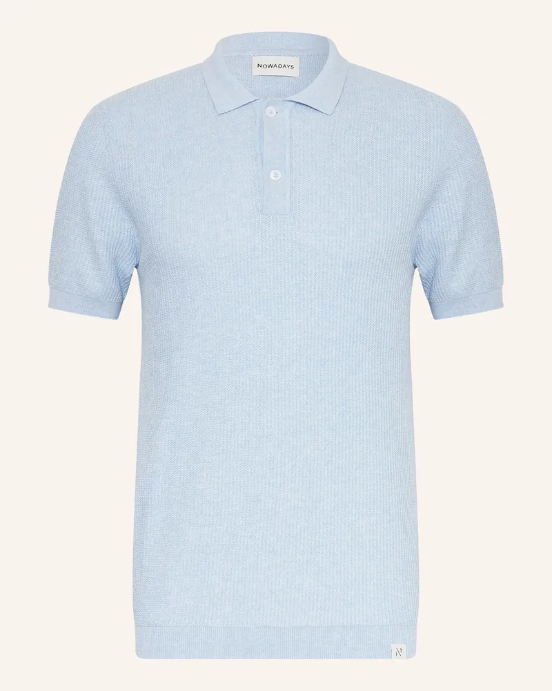 Nowadays Strick-Poloshirt blau Hellblau