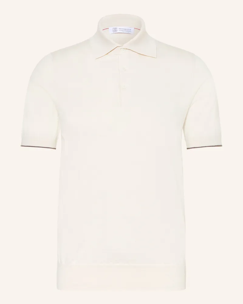 Brunello Cucinelli Jersey-Poloshirt weiss Creme