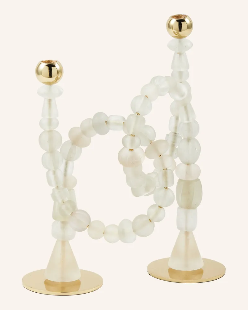 POLSPOTTEN Kerzenhalter Beads weiss Weiss