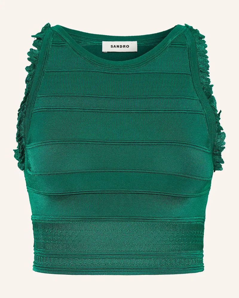 Sandro Cropped-Top mit Spitze Grün