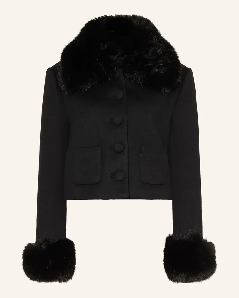 Self-Portrait Kastenjacke Mit Abnehmbarem Kunstfell schwarz Schwarz