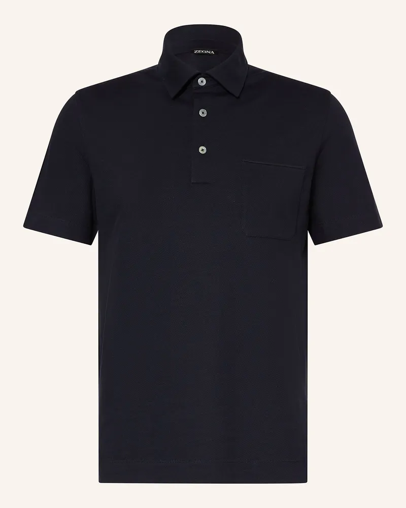 Ermenegildo Zegna Piqué-Poloshirt Dunkelblau