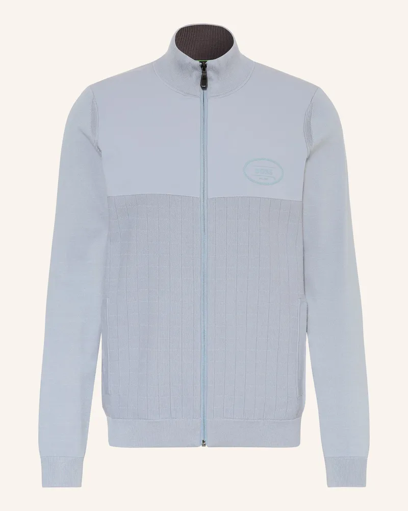 HUGO BOSS Strickjacke CLUB Blaugrau