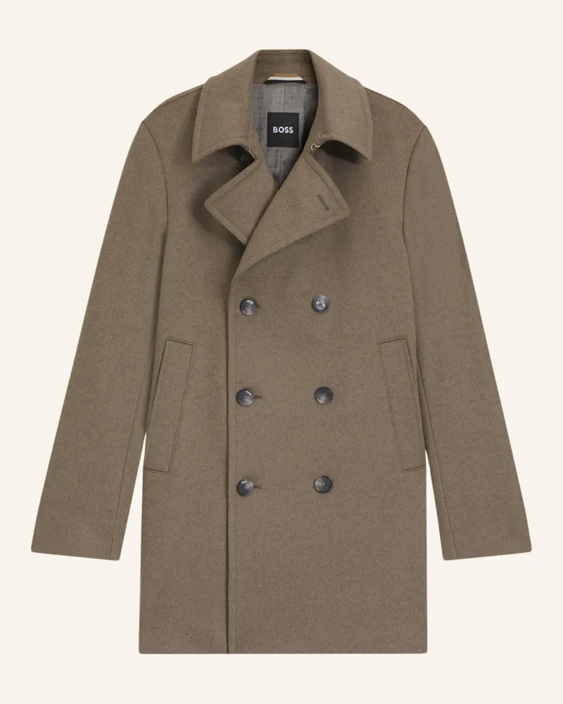 HUGO BOSS Klassischer Mantel H-HYDE-PCOAT-254 Slim Fit Braun