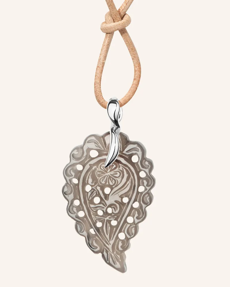 TAMARA COMOLLI Anhänger Pendant India Small Grey Chalcedony Grauer Chalcedon 18k Weißgold silber Weissgold
