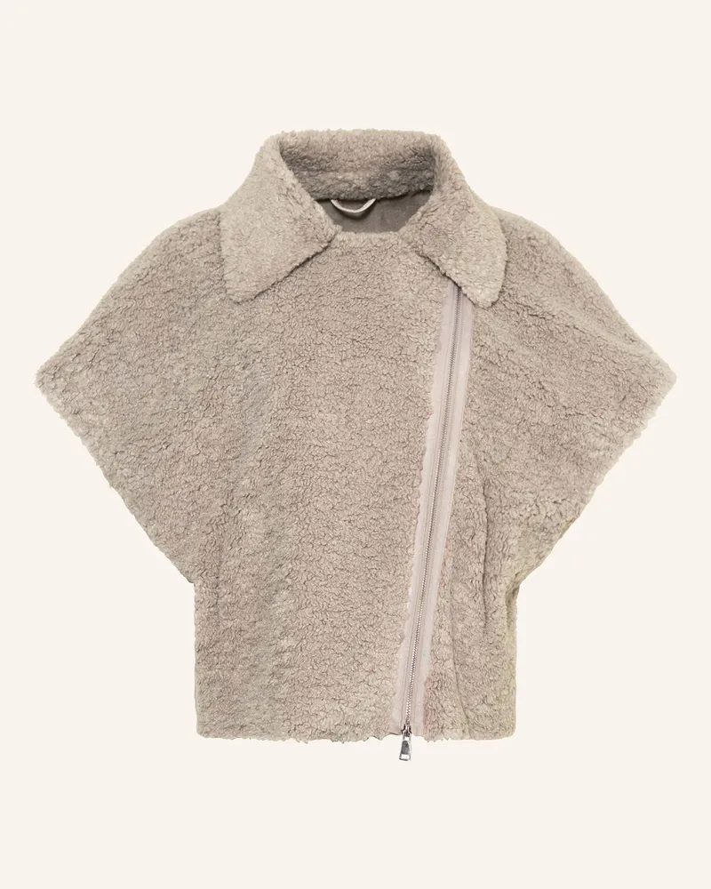 lilienfels Oversized-Weste aus Teddyfell Taupe