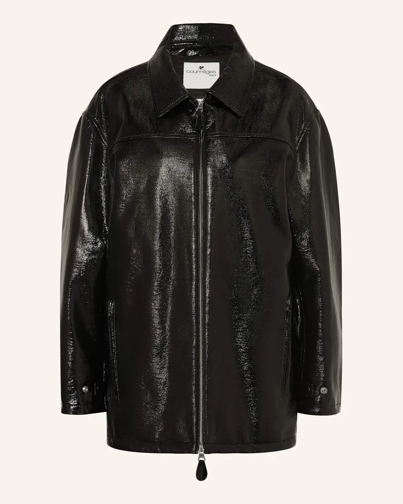 Courrèges Jacke in Lederoptik Schwarz